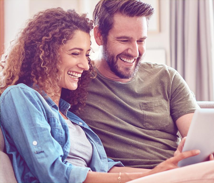 Couple using tablet together